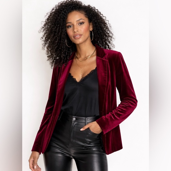 Walter Baker Jackets & Blazers - Walter Baker Seth Burgundy Velvet Cropped Blazer Jacket NWT Small